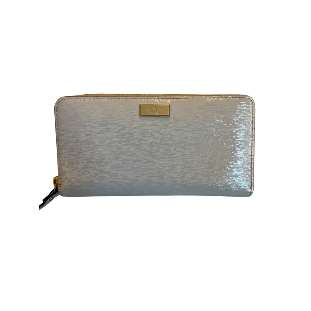 Kate Spade Neda Laurel Way Zip Around Wallet Grey Patent Leather WLRU2365